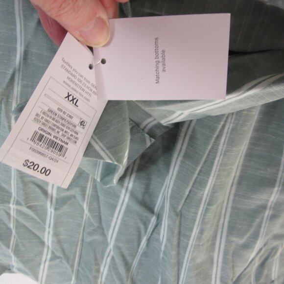 Auden Pajama Set 2 pc. Sage Green White Striped Shorts Button Down Size XXL NWT - Picture 4 of 13